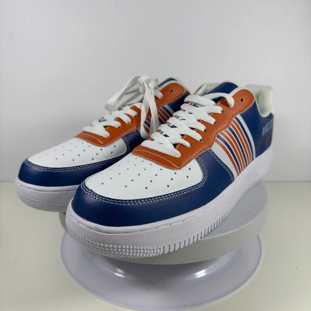 Windsor Mortgage Sneakers Men 10 Blue Orange Stripe Lace Up Low Top